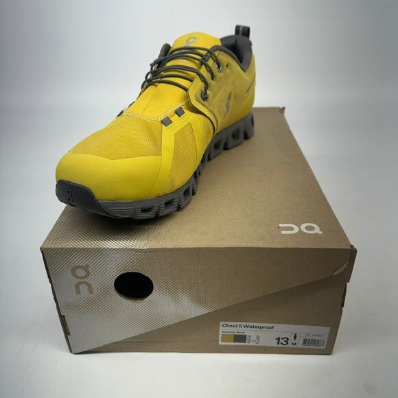 On Cloud 5 Waterproof Mustard/Rock Men’s Sneakers Size 13 New - Picture 4 of 5